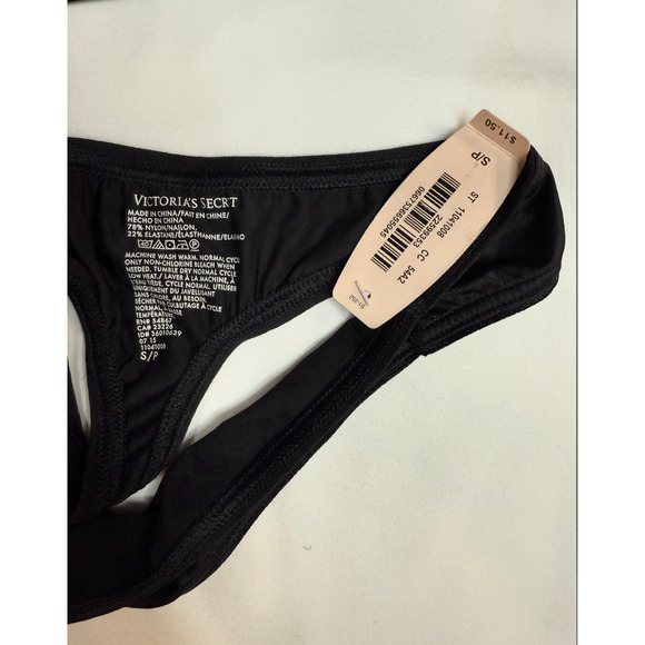 Victoria’s Secret Vintage Second Skin Thong/Tanga – Black – Size S 2015 NWT - Picture 3 of 3